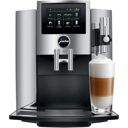  Jura S8 Automatic Coffee Machine Moonlight Silver Set with Smart Water Filter, Milk System Cleaner and Milk Container