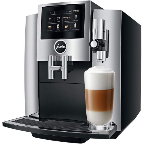  Jura S8 Automatic Coffee Machine Moonlight Silver Set with Smart Water Filter, Milk System Cleaner and Milk Container