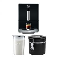 Jura A1 Ultra Compact Coffee Center 15148 with PEP, Piano Black, Includes Glass Milk Container and Bean Canister Bundle (3 Items)