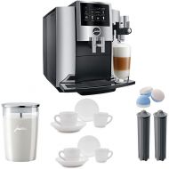 JURA S8 Automatic Coffee Machine with PEP, Chrome Includes Milk Container, 2 Smart Filter Cartridges, Cleaning Tablets, 2 Demi Spoons and 2 Espresso Cups Bundle: Kitchen & Dining