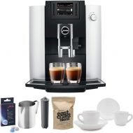 Jura 15070 E6 Automatic Coffee Center, Platinum Includes Filter Cartridge, Cleaning Tablets, Frothing Pitcher, Coffee Beans and 2 Ceramic Cups and Saucers