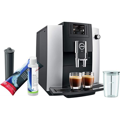  Jura E6 Platinum Automatic Coffee Machine Set with Smart Water Filter, Milk System Cleaner and Milk Container