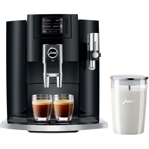  [아마존베스트]Jura E8 Automatic Coffee Machine (15270, Piano Black) Bundle with Glass Milk Container (2 Items)