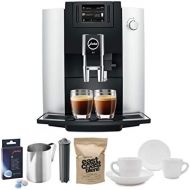 Jura 15070 E6 Automatic Coffee Center, Platinum Includes Jura Milk Container, Filter Cartridge, Frothing Pitcher, Coffee Beans and 2 Ceramic Cups and Saucers