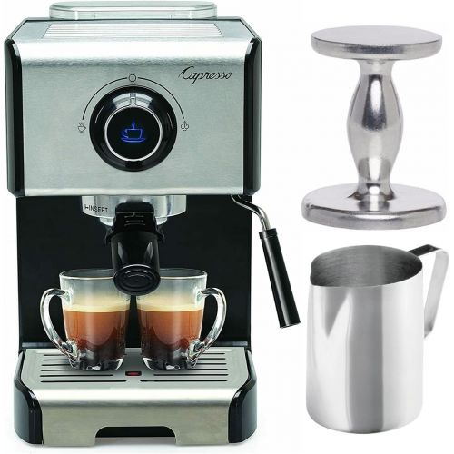  Jura-Capresso Capresso EC300 1200-Watt Espresso and Cappuccino Machine (Black/Stainless Steel) with Frothing Pitcher and Tamper Bundle (3 Items)