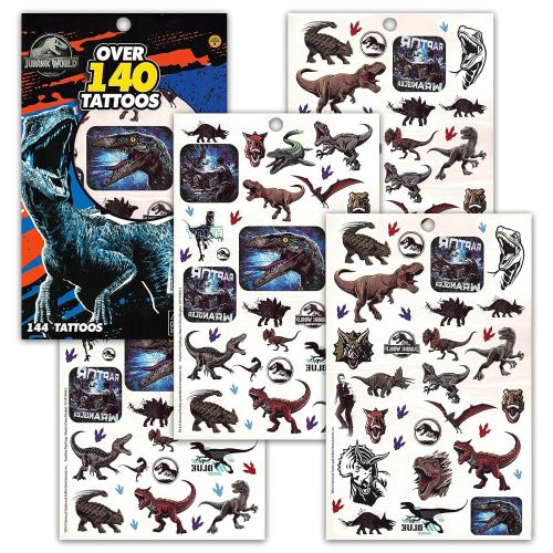  Jurassic World Stickers and Dinosaur Tattoos Party Favor Pack (Over 200 Stickers and 140 Temporary Tattoos)