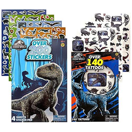  GRANSHOP Disney Kids Girls Boys Stickers Book and Temporary Tattoo Sticker Variety Pack Including Animal Dinosaur Jurassic World for Birthday Gift, Party Favor, Scrapbooking, Children Craft