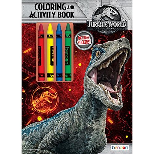  Bendon Coloring and Activity Book with Crayons, Jurassic World Fallen Kingdom