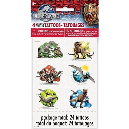  Jurassic World Stickers & Tattoos ~ 8 Sticker Sheets and 24 Tattoos ~ Party Favors