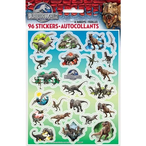  Jurassic World Stickers & Tattoos ~ 8 Sticker Sheets and 24 Tattoos ~ Party Favors