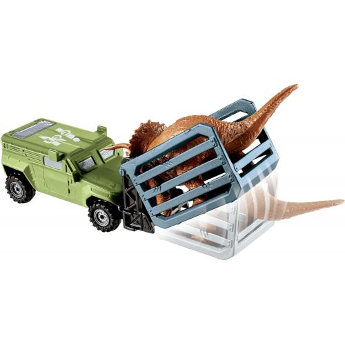 디즈니 MATCHBOX JURASSIC WORLD DINO TRANSPORTERS TRICERA-TRACKER Vehicle and figure