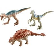 Jurassic World Toys Jurassic World Mini Dino Baryonyx, Ankylosaurus, Metallic Blue Figures, 3 Pack