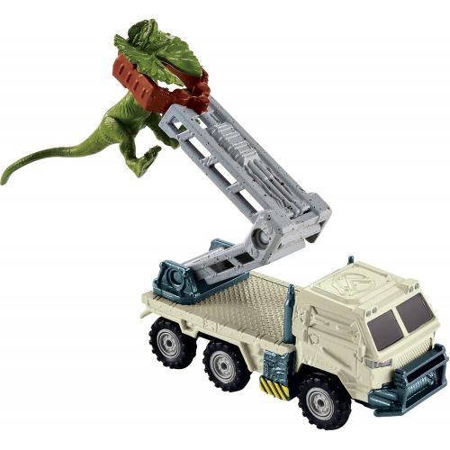  Matchbox Jurassic World Dino Transporters Dilopho-loader Vehicle and Figure