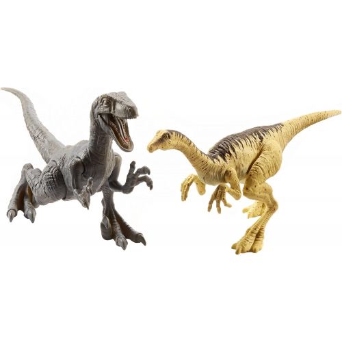  Jurassic World Toys Jurassic World Dino Velociraptor & Gallimimus Figures, 2 Pack