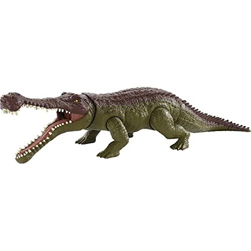  Jurassic World Toys Jurassic World Massive Biters, Sarcosuchus, Larger-sized Dinosaur Action Figure with Tail-activated Strike and Chomping Action, , Movable Joints, Movie-authentic Detail; Ages 4 and