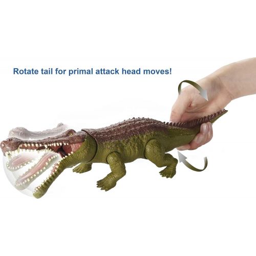  Jurassic World Toys Jurassic World Massive Biters, Sarcosuchus, Larger-sized Dinosaur Action Figure with Tail-activated Strike and Chomping Action, , Movable Joints, Movie-authentic Detail; Ages 4 and