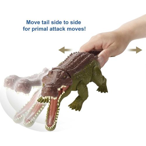  Jurassic World Toys Jurassic World Massive Biters, Sarcosuchus, Larger-sized Dinosaur Action Figure with Tail-activated Strike and Chomping Action, , Movable Joints, Movie-authentic Detail; Ages 4 and