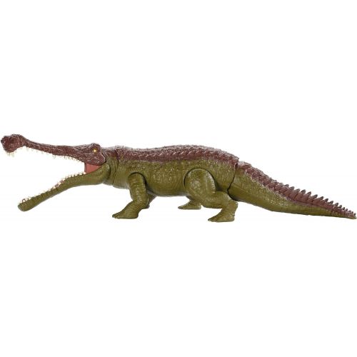  Jurassic World Toys Jurassic World Massive Biters, Sarcosuchus, Larger-sized Dinosaur Action Figure with Tail-activated Strike and Chomping Action, , Movable Joints, Movie-authentic Detail; Ages 4 and