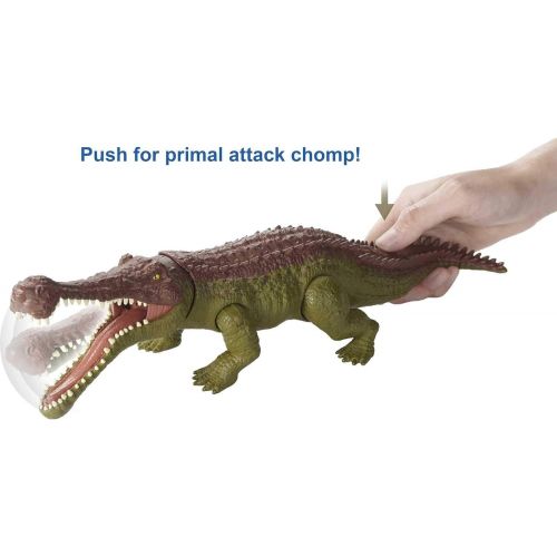  Jurassic World Toys Jurassic World Massive Biters, Sarcosuchus, Larger-sized Dinosaur Action Figure with Tail-activated Strike and Chomping Action, , Movable Joints, Movie-authentic Detail; Ages 4 and