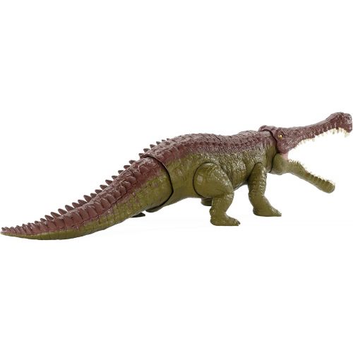  Jurassic World Toys Jurassic World Massive Biters, Sarcosuchus, Larger-sized Dinosaur Action Figure with Tail-activated Strike and Chomping Action, , Movable Joints, Movie-authentic Detail; Ages 4 and