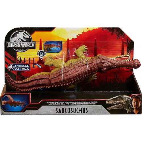  Jurassic World Toys Jurassic World Massive Biters, Sarcosuchus, Larger-sized Dinosaur Action Figure with Tail-activated Strike and Chomping Action, , Movable Joints, Movie-authentic Detail; Ages 4 and