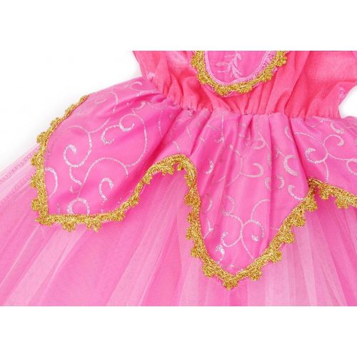  Jurebecacia Jurebecia Princess Aurora Costume Girls Halloween Party Dress Up Long Sleeve Elegant Dresses Outfits 2-10Years