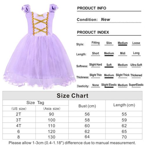  Jurebecia Mermaid Rapunzel Unicorn Costume for Girls Princess Dress Up for Kids Halloween Party Cosplay 1-12 Years