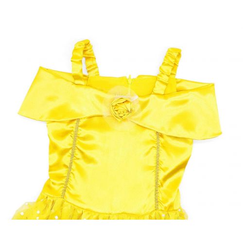  Jurebecia Princess Belle Costume for Girls Halloween Dress up Fancy Party Outfit 2-10 Years