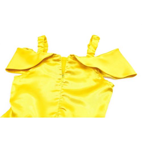  Jurebecia Princess Belle Costume for Girls Halloween Dress up Fancy Party Outfit 2-10 Years