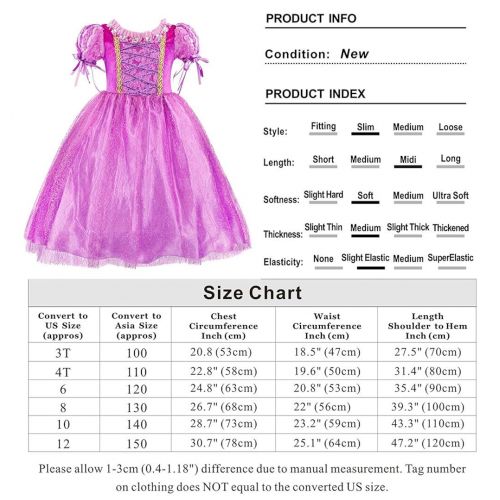  Jurebecia Rapunzel Dress Girls Christmas Costume Princess Cosplay Kids Clothes 1-10Years