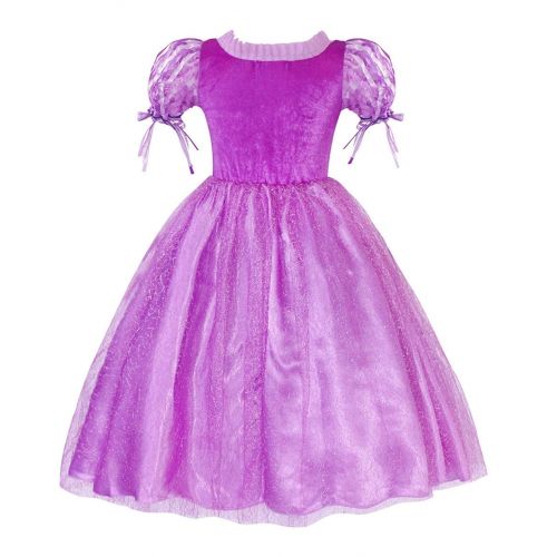  Jurebecia Rapunzel Dress Girls Christmas Costume Princess Cosplay Kids Clothes 1-10Years