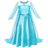 Jurebecia Girls Elsa Costume Anna Dress up Kids Princess Cosplay Fancy Birthday Party Role Play Dresses 1-12Years