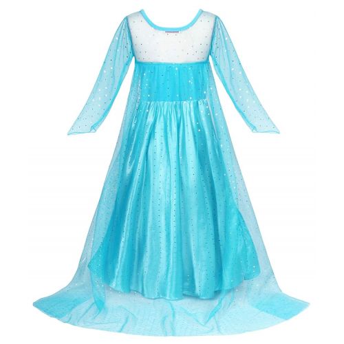  Jurebecia Girls Elsa Costume Anna Dress up Kids Princess Cosplay Fancy Birthday Party Role Play Dresses 1-12Years