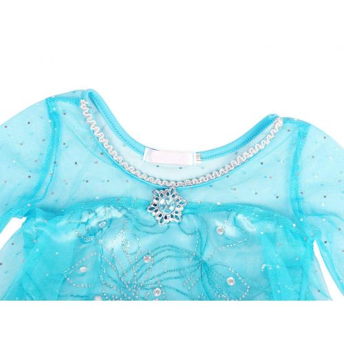  Jurebecia Girls Elsa Costume Anna Dress up Kids Princess Cosplay Fancy Birthday Party Role Play Dresses 1-12Years