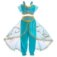Jurebecia Princess Jasmine Costume for Girls Arabian Dress up Halloween Party Role Play Outfits Cosplay 2-10Years