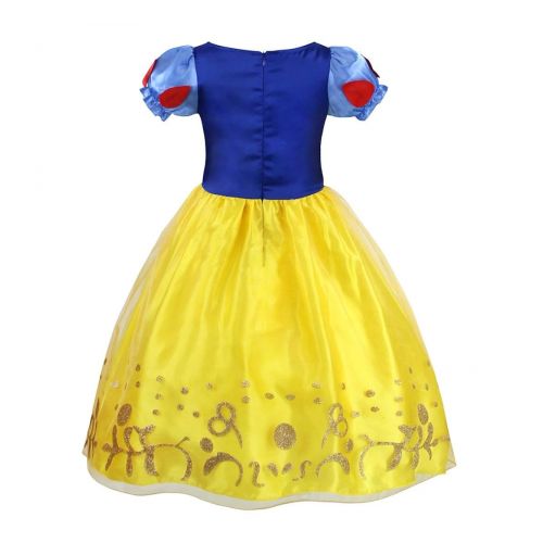  Jurebecia Girls Snow White Costume Kids Princess Dress up Fancy Halloween Party Role Play Cosplay Dresses Outfits 1-12 Years