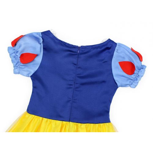  Jurebecia Girls Snow White Costume Kids Princess Dress up Fancy Halloween Party Role Play Cosplay Dresses Outfits 1-12 Years