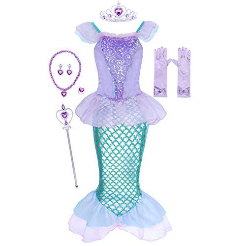  Jurebecia Little Girls Mermaid Costume Kids Princess Dress Up Fancy Theme Birthday Party Outfits Role Play 3 10 Years