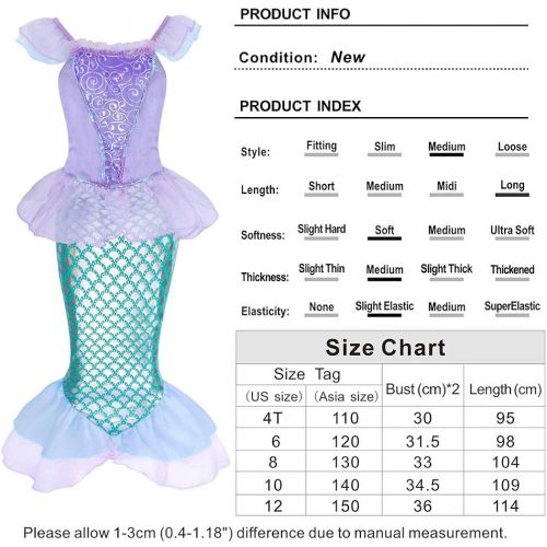  Jurebecia Little Girls Mermaid Costume Kids Princess Dress Up Fancy Theme Birthday Party Outfits Role Play 3 10 Years