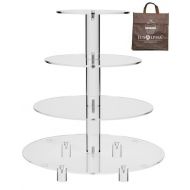 Jusalpha 4 Tier Acrylic Glass Round Cake Stand-cupcake Stand- Dessert Stand-tea Party Serving Platter for Wedding Party(4R) (With Rod Feet)