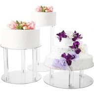 Jusalpha 3 Tier Large Acrylic Glass Round Wedding Cake Stand, Food Display Stand, Cupcake Stand, Dessert Display Platter WCS02 (3 tier with base tier)