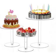 Jusalpha Set of 3 Round Acrylic Cake Stand for Retail Display, Wedding Cake, Dessert Table, Table Centerpiece, Cupcake Pastry Candy Display for Wedding, Event, Birthday Party (1, 8'' 10'' 12'')