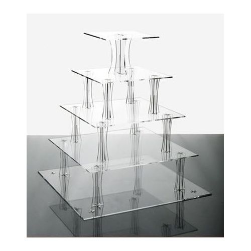  Jusalpha 5-Tier Square Acrylic Wedding Cupcake Stand Tower/Cupcake Display/Cake Stand/Pastry Serving Platter(ZJS) (5 tier)