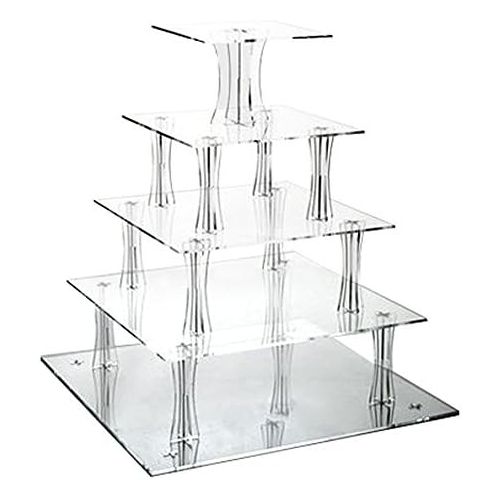  Jusalpha 5-Tier Square Acrylic Wedding Cupcake Stand Tower/Cupcake Display/Cake Stand/Pastry Serving Platter(ZJS) (5 tier)