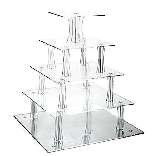  Jusalpha 5-Tier Square Acrylic Wedding Cupcake Stand Tower/Cupcake Display/Cake Stand/Pastry Serving Platter(ZJS) (5 tier)