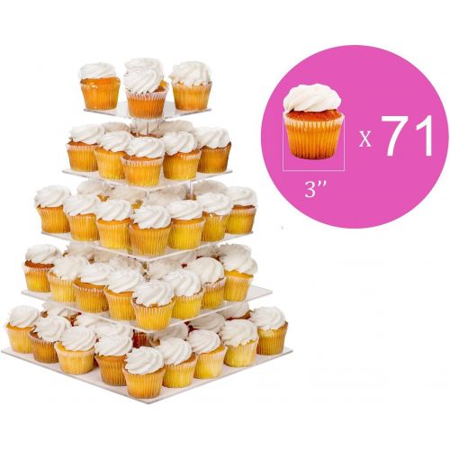  Jusalpha 5-Tier Square Acrylic Wedding Cupcake Stand Tower/Cupcake Display/Cake Stand/Pastry Serving Platter(ZJS) (5 tier)