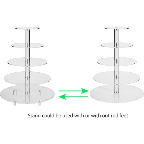  Jusalpha Large 5-Tier Acrylic Round Wedding Cake Stand/Cupcake Stand Tower/Dessert Stand/Pastry Serving Platter/Food Display Stand (5RF)