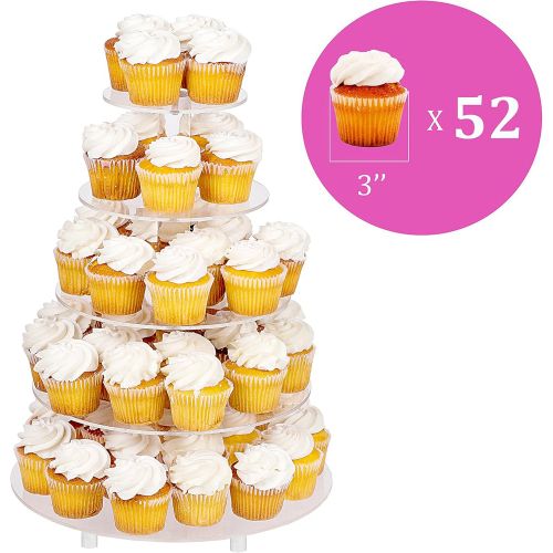  Jusalpha Large 5-Tier Acrylic Round Wedding Cake Stand/Cupcake Stand Tower/Dessert Stand/Pastry Serving Platter/Food Display Stand (5RF)