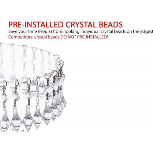  Jusalpha Pre-Installed Crystal Beads- 4 Tier Acrylic Cupcake Tower Stand with Hanging Crystal Bead-wedding Party Cake Tower (4 tier With Feet+LED Light)