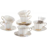 Jusalpha Porcelain Tea Cup and Saucer Coffee Cup Set with Saucer and Spoon FD-TCS08 (6)